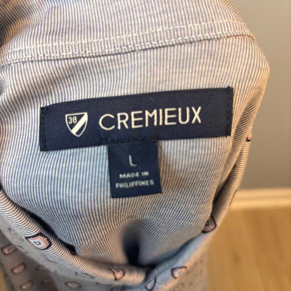 Cremieux Button Down Shirt Mens Large Blue Geometric Collared Shirt 100% Cotton - Picture 5 of 9